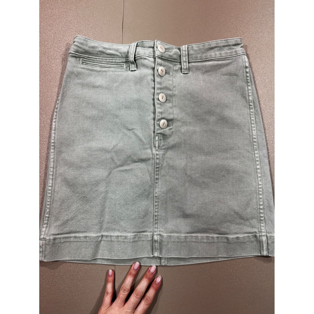 Madewell Button Front Sage Green Emmett Straight Mini Skirt